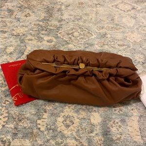 Lafayette 148 brown clutch purse